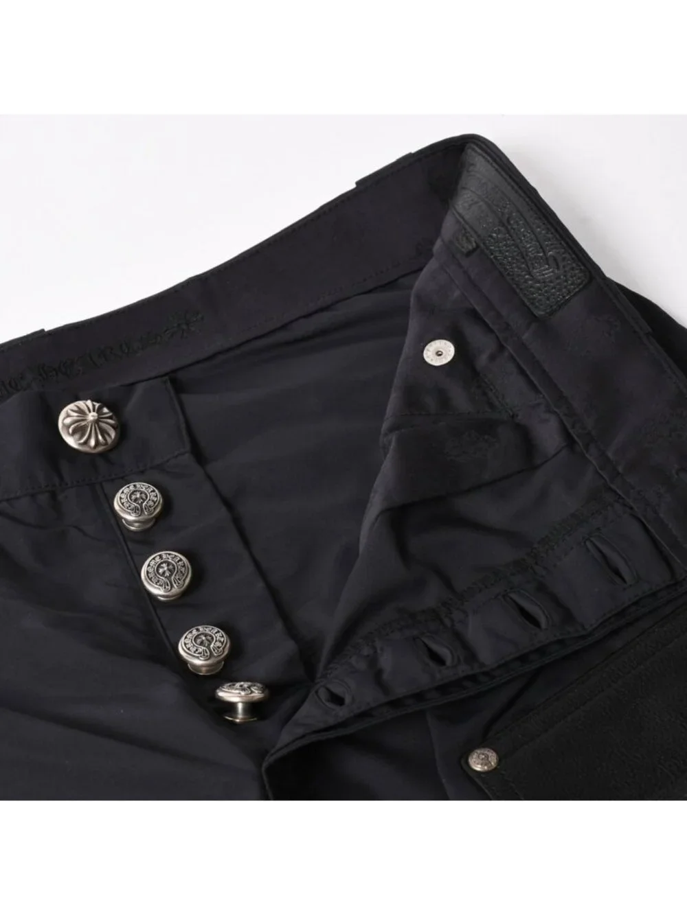 Chrome Hearts Carpenter Double Knee Work Pants Cross Ball Horseshoe Black Nylon
